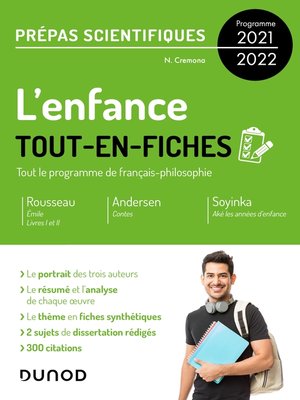 cover image of L'enfance--Tout-en-fiches--Prépas scientifiques Français-philosophie--Programme 2021-2022
